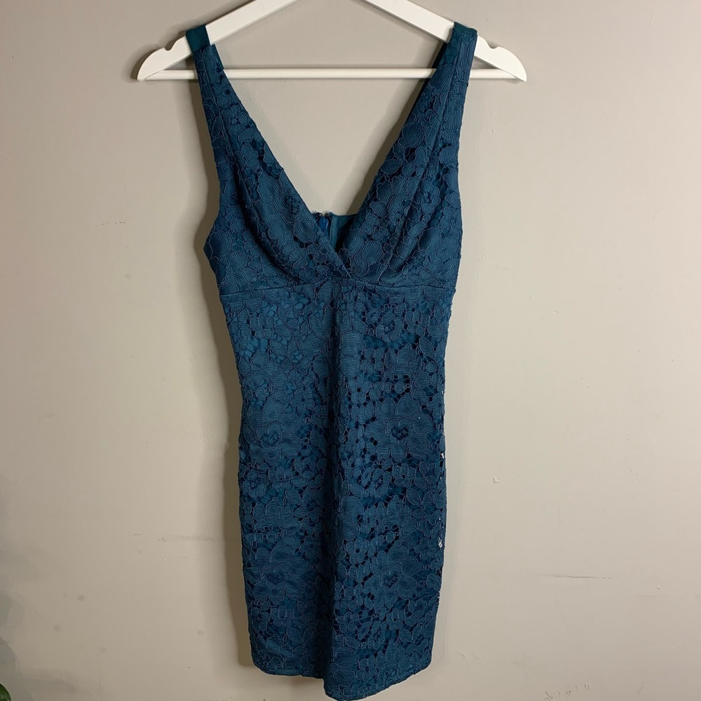 Topshop Dark Green Lace Dress - Picture 1 of 10
